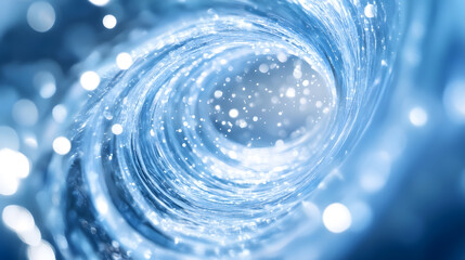 Poster - Mesmerizing abstract swirl of shimmering blue water with sparkling reflections and glowing bokeh lights : Generative AI