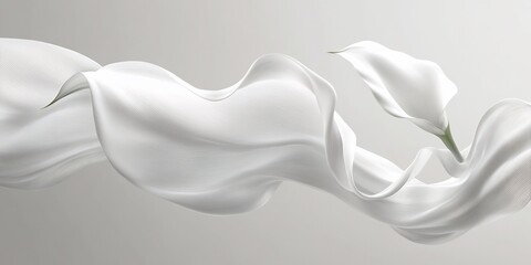 Wall Mural - Serene Elegance: White Calla Lily and Flowing Fabric