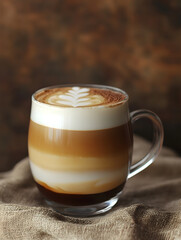 Aufkleber - Elegant Layered Coffee With Rich Flavors In Transparent Mug : Generative AI