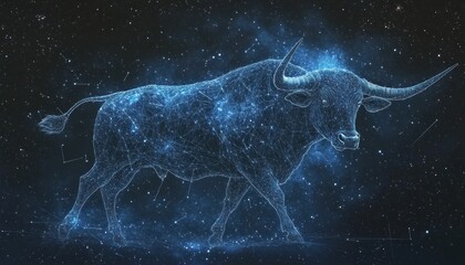 Poster - Constellation Taurus, celestial bull formed by stars against cosmic backdrop