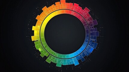 Aufkleber - Colorful circular abstract design with a dark background.