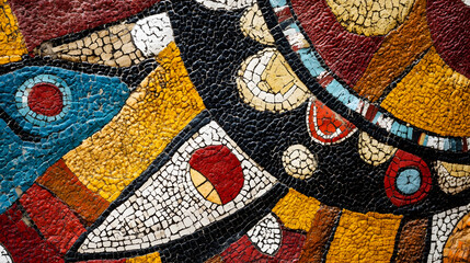 Poster - Colorful Mosaic Art with Geometric Patterns and Rich Texture in Close Detail : Generative AI