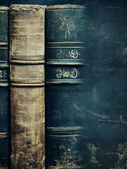 Aufkleber - Antique Worn Leather Book Spines for Vintage Library and Literary Collection Display : Generative AI