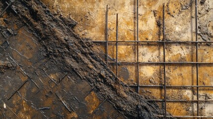 Leinwandbilder - A close-up of a foundation pit, with neatly arranged rebar and formwork, ready for concrete pouring, showcasing the precision and planning of construction