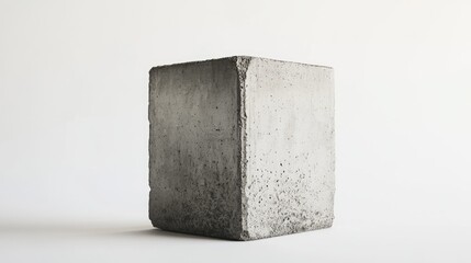 Poster - A concrete block captured in intricate detail, showcasing its textured surface against a clean white background for an industrial, minimalist aesthetic