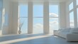 © Natchooda - A contemporary living room featuring wide windows that invite soft natural light, with a clear, blue sky providing the perfect backdrop for relaxation and comfort