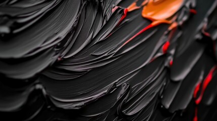 Fototapete - Abstract black and red paint texture with dynamic brush strokes and rich detail