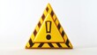 © Napasnan - A dynamic triangular warning sign with glowing exclamation mark, glossy yellow finish, and bold hazard stripes, rendered on white