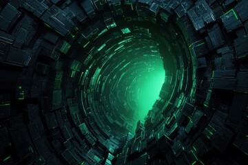 Poster - Dynamic digital tunnel exploration futuristic environment abstract art cyberpunk aesthetics