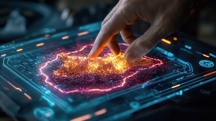 Poster - Interactive data visualization digital environment 3d map futuristic technology close-up view information representation