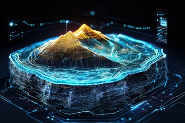 Poster - Digital terrain visualization virtual space 3d model high-tech environment aerial perspective innovation