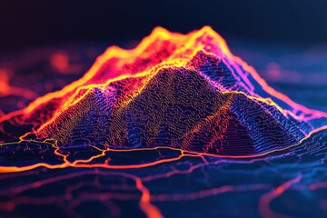 Poster - Dynamic mountain landscape visualization digital realm 3d render abstract environment close-up modern aesthetics