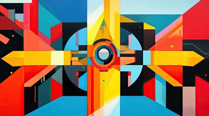 Poster - Abstract geometric art with intricate symmetry and a futuristic feel.