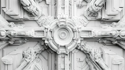 Poster - Abstract geometric art with intricate symmetry and a futuristic feel.