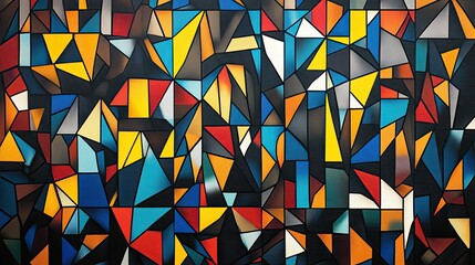 Fototapete - Abstract geometric art with repetitive patterns, trendy and aesthetic.