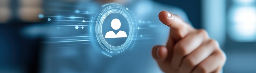 Poster - Closeup of finger activating a button, symbol of control, access and humancomputer interaction