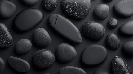 Aufkleber - Abstract arrangement of black stones and rocks in geometric shapes, forming a minimalist pattern that exudes modernity and elegance