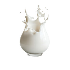 Poster - A glass vase filled with milk shows a dramatic splash frozen in time against a black background.