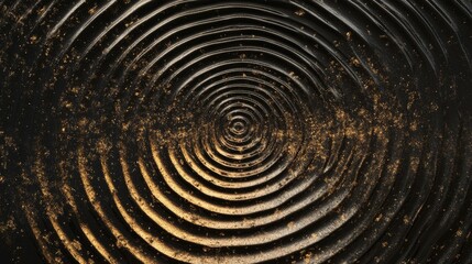 Poster - Abstract visualization of gravity and magnetic forces with concentric circles and rippling waves, creating an intricate pattern in a dark void
