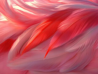 Poster - Macro shot of flamingo feathers soft pink tones nature smooth textures close-up view artistic