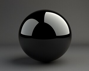 Aufkleber - Shiny black sphere on gray background.