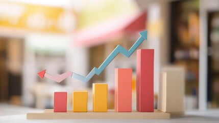 Poster - Franchise entrepreneur analyzing franchise growth through a digital graph with store icons showing business expansion trajectory