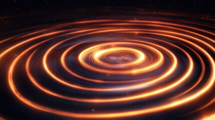 Poster - Magnetic forces and gravity visualized with glowing concentric circles and rippling vibrations in a dark void, demonstrating powerful cosmic forces