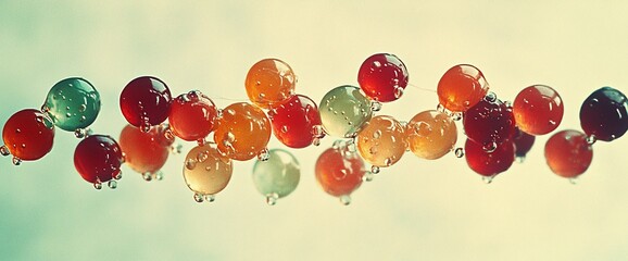 Poster - Colorful spheres floating in liquid, abstract background.