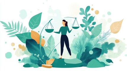 Poster - Man engaging with artificial intelligence ethics and governance icons, promoting responsible AI practices and ethical business strategies