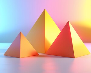 Poster - Three colorful pyramids on white background.