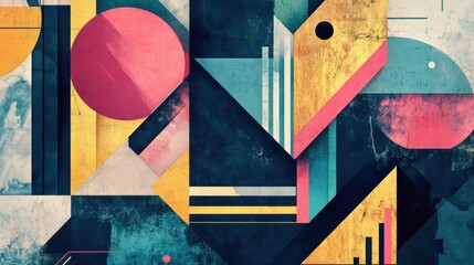 Leinwandbilder - Futuristic geometric background with layered abstract shapes and textures.