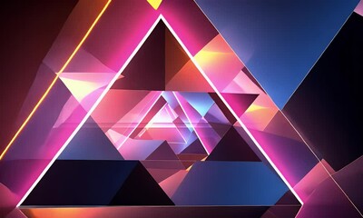 Poster - Abstract glowing triangles tunnel background design
