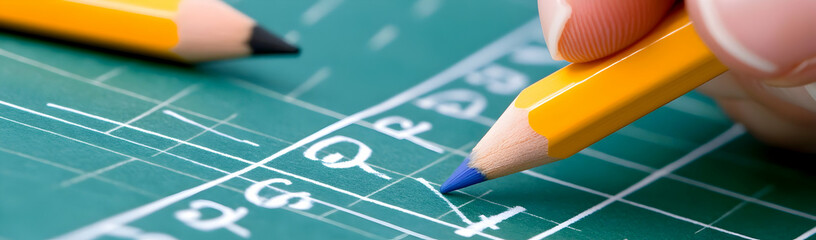 Poster - Hand draws grid chart; pencils nearby