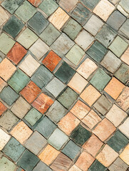 Poster - Colorful geometric mosaic tiles in earthy tones for creative pattern design : Generative AI
