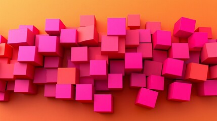 Poster - Abstract pink and orange cube background.