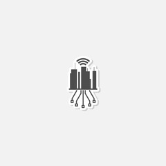 Poster - smart city icon sticker isolated on gray background