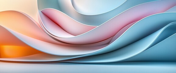 Aufkleber - Abstract pastel-colored waves and curves.