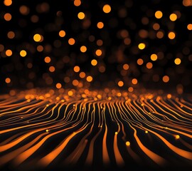 Poster - Abstract glowing lines and bokeh lights on dark background