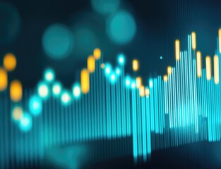 Poster - Abstract Financial Data Visualization with Colorful Graph Elements