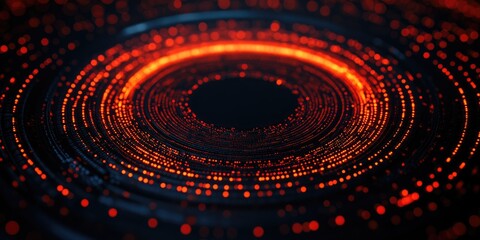 Poster - Abstract Glowing Circular Pattern with Red and Black Background
