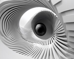 Aufkleber - Abstract swirling white architecture, tunnel, vortex.