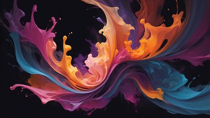 Poster - digital abstract artwork illustration background featuring a bold, graphic style with a repeating pattern of interlocking, curved shapes, fills the entire frame creating a sense of movement and flow