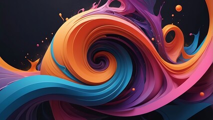 Poster - digital abstract artwork illustration background featuring a bold, graphic style with a repeating pattern of interlocking, curved shapes, fills the entire frame creating a sense of movement and flow