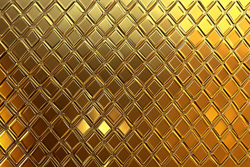 Poster - gold patterned background with squares of different sizes. The squares are all gold and are arranged in a way that creates a sense of depth and texture. Scene is luxurious and elegant