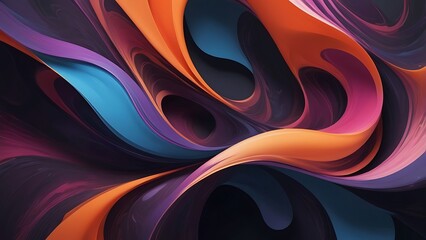 Poster - digital abstract artwork illustration background featuring a bold, graphic style with a repeating pattern of interlocking, curved shapes, fills the entire frame creating a sense of movement and flow