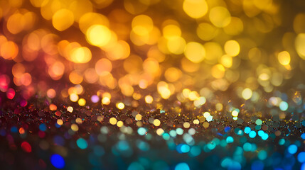 Poster - Golden Bokeh Lights Creating a Magical and Warm Abstract Background Pattern : Generative AI