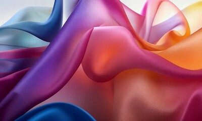 Poster - Colorful silk fabric swirls, studio shot, abstract background, textile design