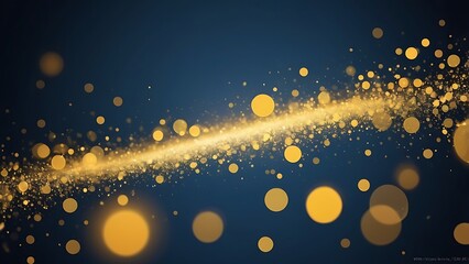 Aufkleber - digital abstract artwork illustration featuring a dark blue background with an array of golden circles and rings of varying sizes scattered across the canvas