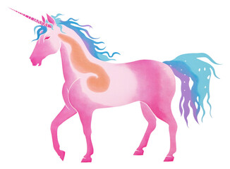 Sticker - PNG Full body unicorn art painting drawing.