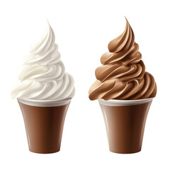 Aufkleber - Two cups of soft serve ice cream are displayed one vanilla and one chocolate.